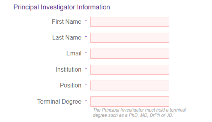 Principal Investigator information